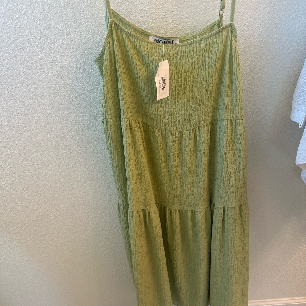 Momni Light Green Midi Dress